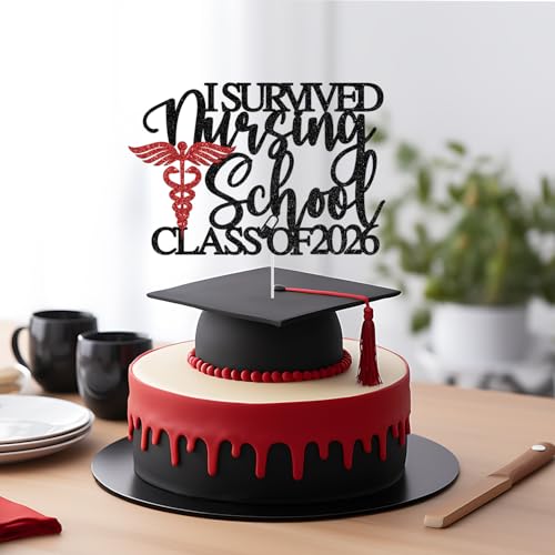 I Survived Nursing School Cake Topper - Graduation Decor 2026