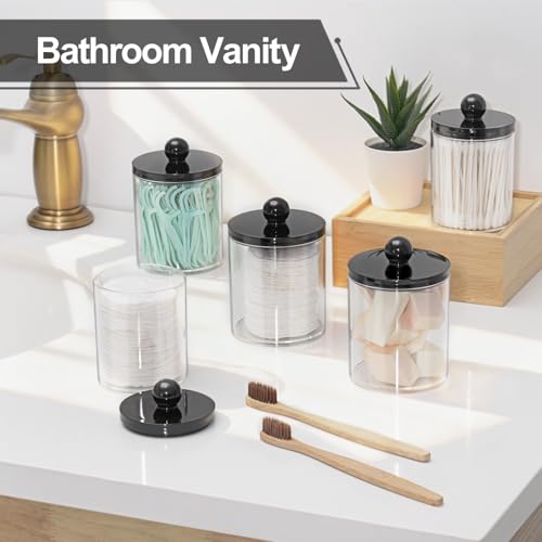 SheeChung 3-Pack Acrylic Qtip Holder Dispenser Set - 10oz Organizers for Bathroom & Vanity