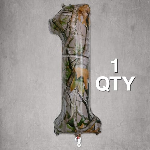 38 Inch Camo Number 1 Balloon - Hunter Mylar Birthday Decoration (1 Count)