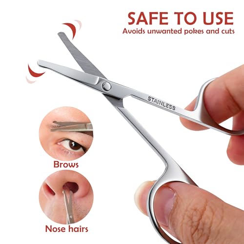 BlingKingdom Rounded Tip Nose Hair Scissors for Safe Facial Grooming