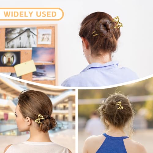 Yitexin 3-Piece Gold Metal French Hair Pins - U-Shaped Hair Forks for Buns