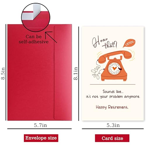 Cheeklee Funny Retirement Card for Him & Her - Humorous Leaving Card & Gift - Retirement Celebration for Friends, Bosses, Family - 8.1 x 5.3 Inches