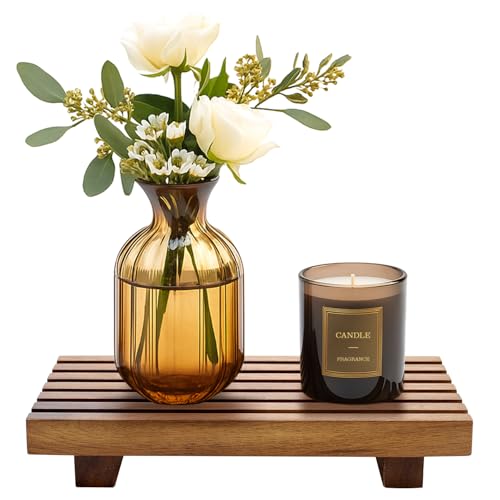 Acacia Wood Riser Tray - 8.7" x 4" x 1.6" for Bathroom & Kitchen Decor