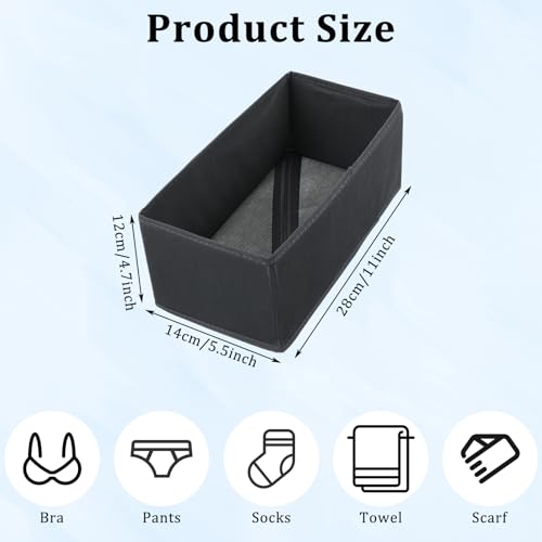 Drawer Organizer for Clothes, Underwear, Socks - 4Pcs Grey