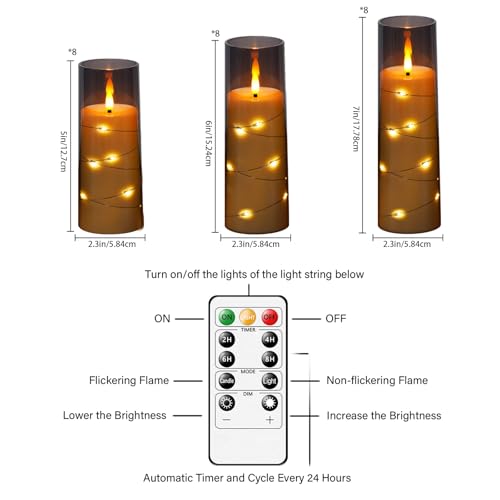 Grey Flameless LED Candles with Timer 24 Pack Flickering Home Decor