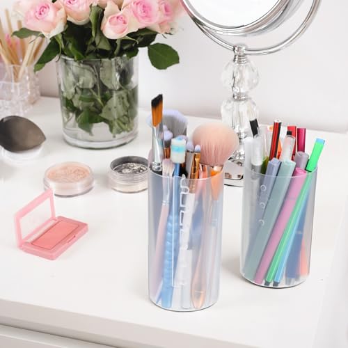 Retractable Makeup Brush Organizer with Adjustable Height - Clear Plastic Storage Case for Travel & Home