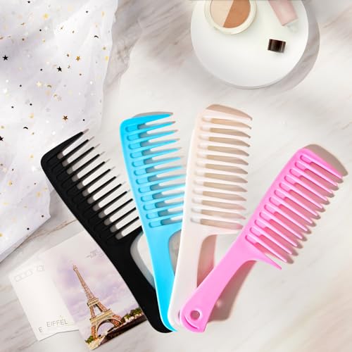 Wide Tooth Detangling Comb for Curly Hair - 2 Pack Black