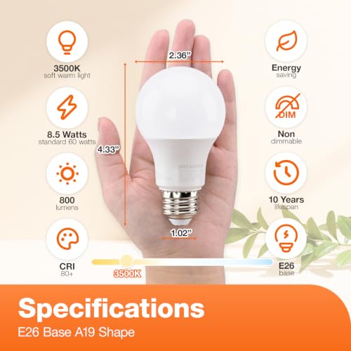 SYLVANIA A19 LED Light Bulbs, 60W Equivalent, 800 Lumens, Bright White, 4 Pack