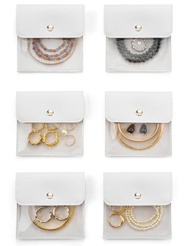 Popvibe 6 Pcs Velvet Jewelry Pouches - Travel Storage Bags for Women