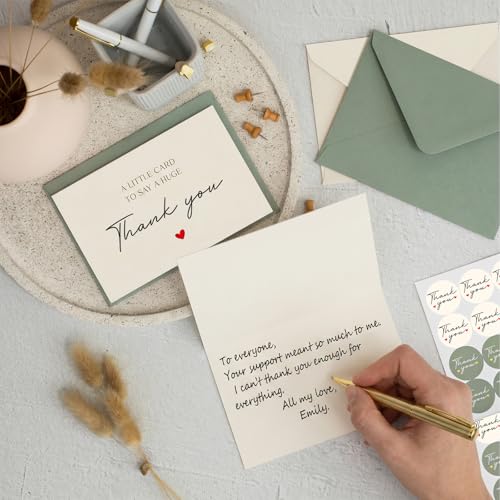 36 Pack Green Thank You Cards with Envelopes, 4x6 Inch Bulk Stationery