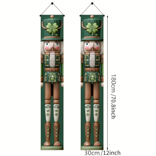 St Patrick Day Nutcracker Porch Banner Shamrock Door Hanging 12x72 Inch