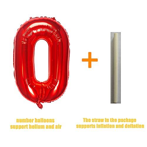 32 Inch Red Number 0 Foil Balloon for Birthday Party Decoration