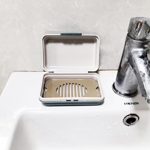 Lofekea Travel Soap Case - Blue - 2 Pack with Drainage Tray
