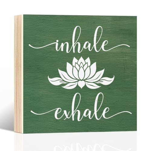 Inhale Exhale Wooden Box Sign - Yoga Wall Art for Meditation