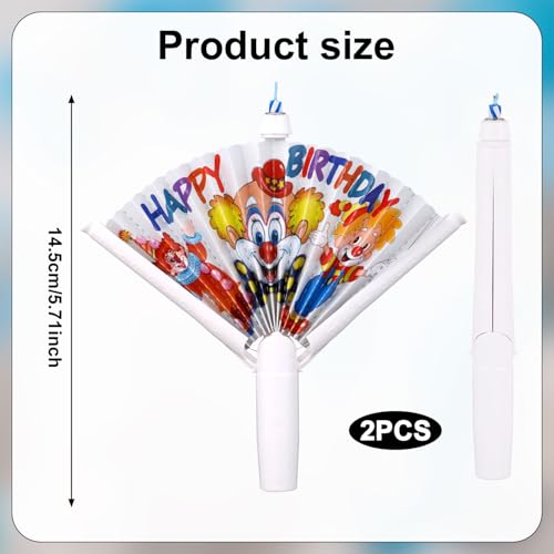 Gosknor Pop Up Clown Birthday Candles 2Pcs Novelty Fan Cake Decor