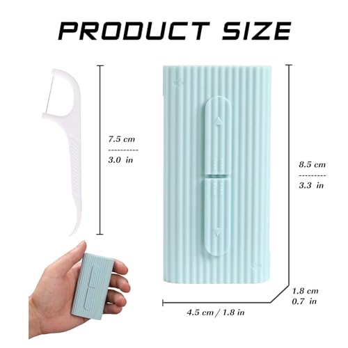 LIAMOSS Portable Dental Floss Dispenser Case with 10 Floss Picks, Blue