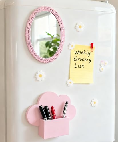 Magnetic Locker Mirror 6x8" - Pink Glass Mirror for Girls