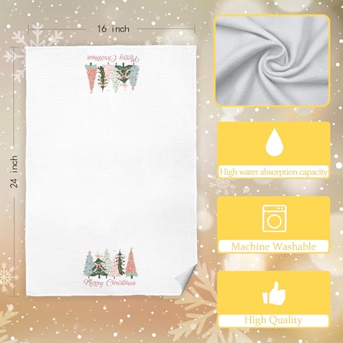 Coquette Pastel Bow Christmas Tree Kitchen Towels 16x24 Inch - Holiday Decor