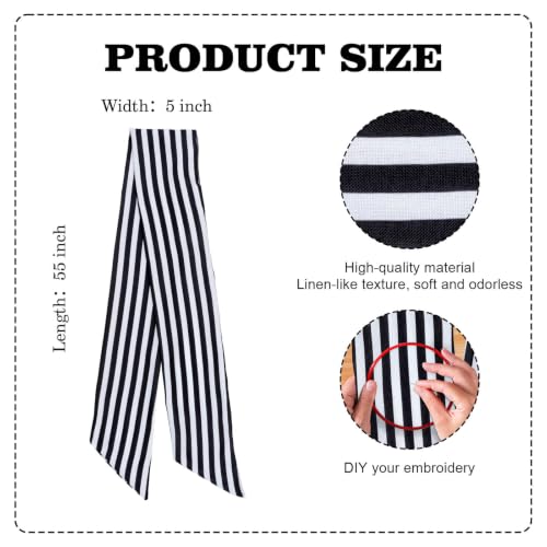 Kutyndrix Black and White Striped Wreath Sash, 55-Inch Farmhouse Bow