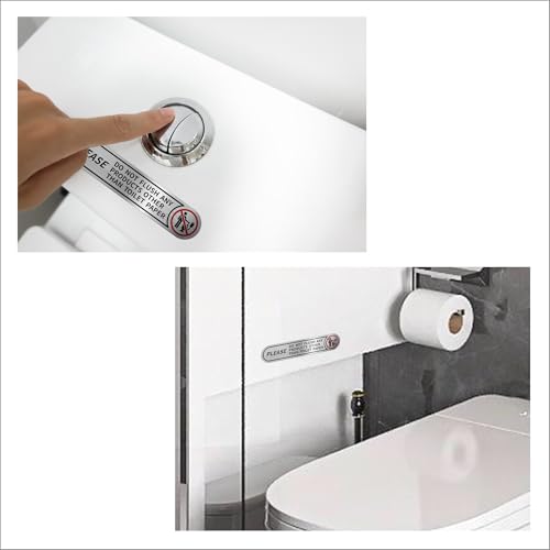 Do Not Flush Toilet Sign Stickers - Brushed Silver Vinyl, 8 Pack, 5x1in