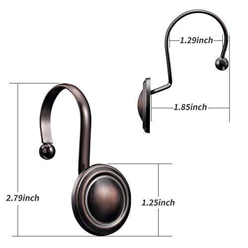 CHICTIE Oil Rubbed Bronze Shower Curtain Hooks - Set of 12 Rustproof Rings