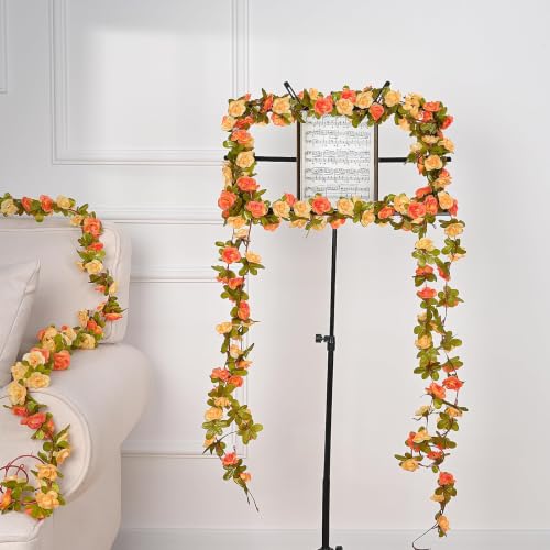 Champagne & Orange Flower Garland Vines - 2 Pcs, 16.5Ft