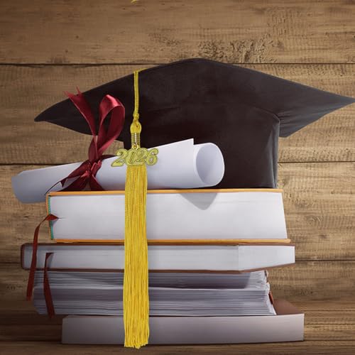 2026 Gold Graduation Tassel with Date Charm - 9.4 Inches