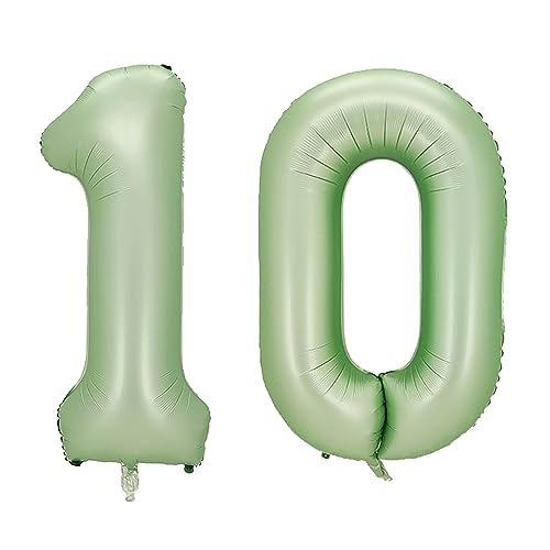 40 Inch Olive Green Number 10 Foil Balloon for Celebrations