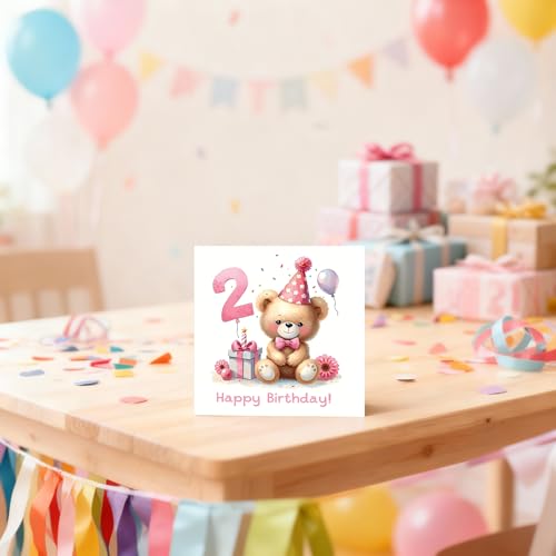 Teddy Bear Birthday Card with Kraft Envelope - 5.9 x 5.9 in