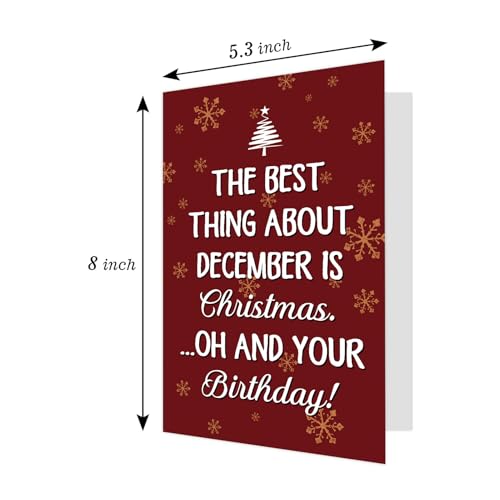 Funny December Birthday Card for Men & Women - Christmas Humor