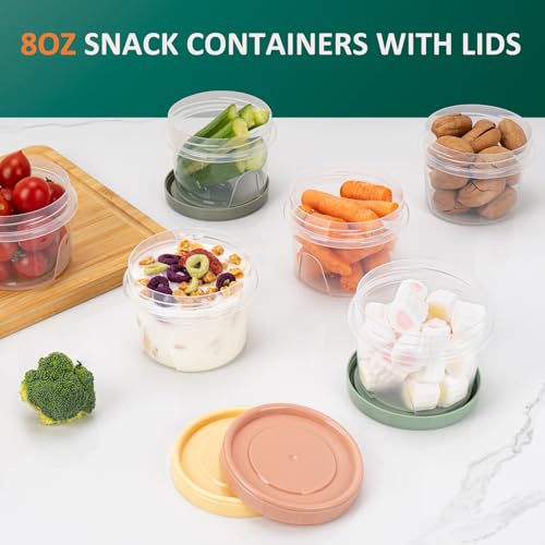 8 Oz Small Food Containers with Lids - 4 Pack, Twist Top, 4 Colors