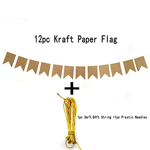 DIY Kraft Paper Flag Banner Set for Birthdays & Weddings - 12pc