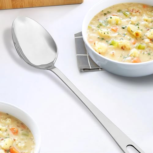 Abodpove Stainless Steel Cooking Spoon Set - 2pc Serving & Slotted Spoons