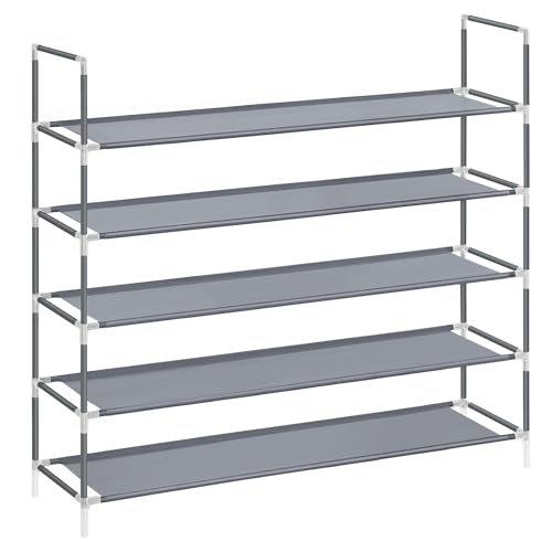 SONGMICS Grey 5-Tier Shoe Rack, 37-Inch Shoe Storage Organizer for Closet & Entryway