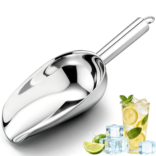 12oz Stainless Steel Ice Scoop - Rust-Resistant Multi-Purpose Scooper for Food & Ice