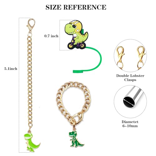 Dinosaur Straw Cover Cap and Chain Set for 8mm Stanley Cup