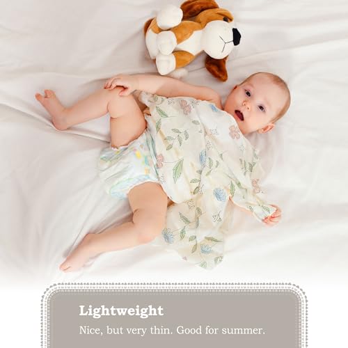 Moonybaby 100% Organic Cotton Swaddle Blanket - 47x47 Inch, Flower Pattern