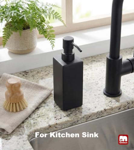GMISUN Black Glass Soap Dispenser with Stainless Steel Pump - 12 oz