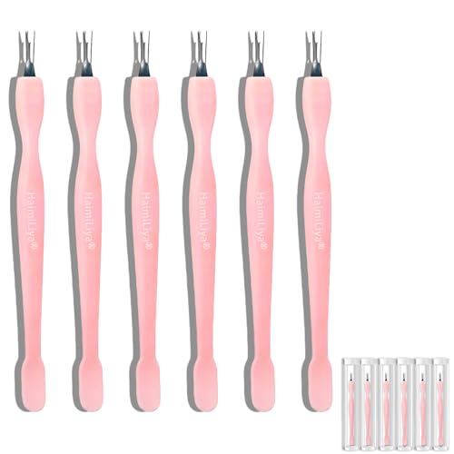 HaimiLiya 6Pcs 2-in-1 Cuticle Pusher and Trimmer Tool, Pink