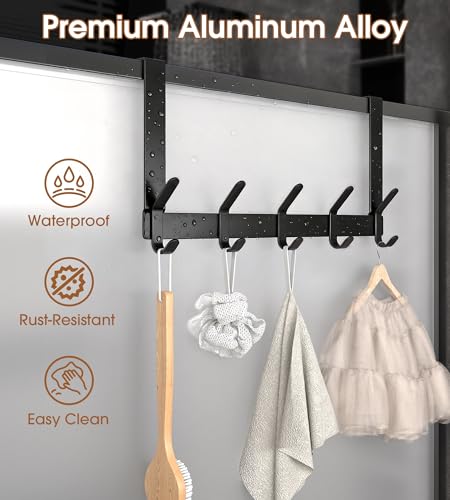 Over The Door Hooks Hanger - Matte Black, Fits 1 3/8" Doors, 7" Arms
