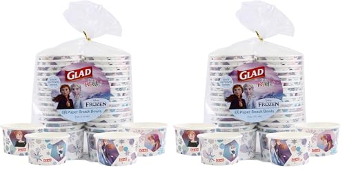 Glad for Kids Disney Frozen Paper Snack Bowls, 6oz, 64 Count (Pack of 2)