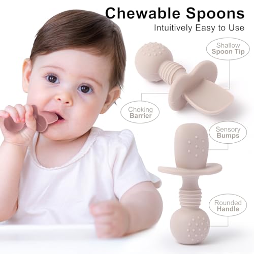Silicone Baby Feeding Set - 6 Spoons & Forks for Self Feeding