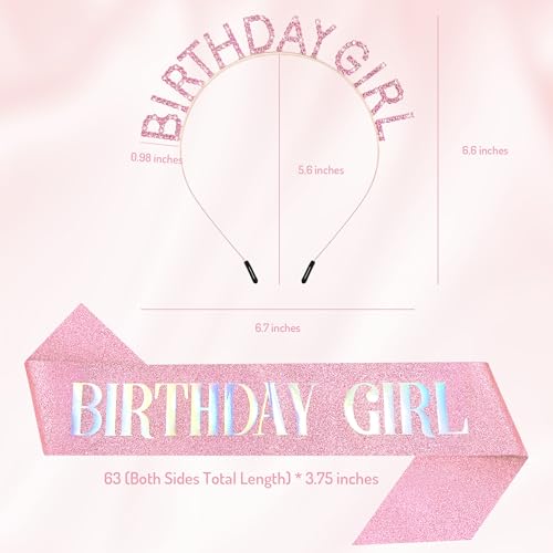 TAROSE Birthday Girl Tiara, Sash & Sunglasses Set - Rose Gold