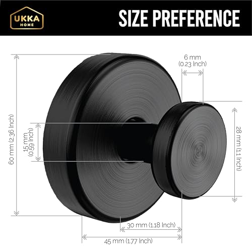 UKKA HOME Suction Cup Hooks, Stainless Steel Waterproof Hook (2-Pack, Black)