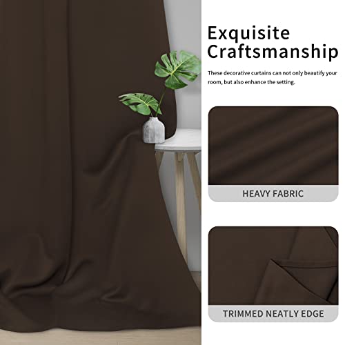 Easy-Going Thermal Blackout Curtains, 46x63 Inch Grommet Drapes, Dark Brown