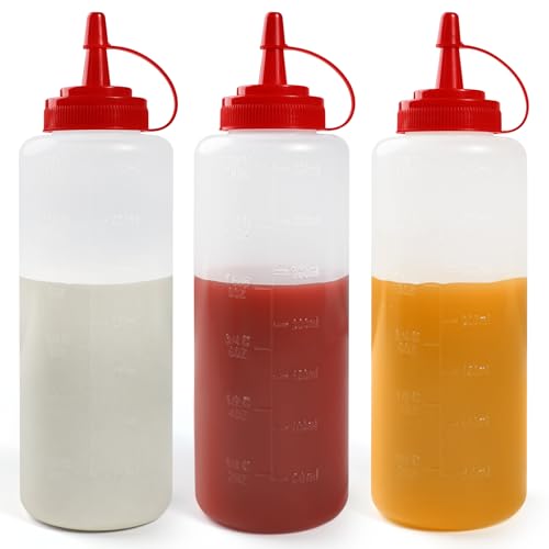 12 oz Condiment Squeeze Bottles - 3 Pack, Leakproof & BPA-Free