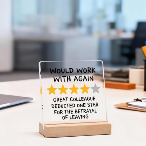 Funny Coworker Leaving Gift Plaque - 'Would Work With Again' 4''