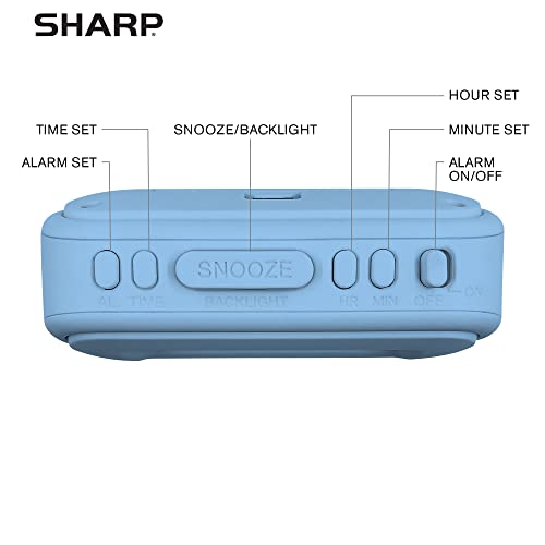Sharp Battery Alarm Clock with Blue Backlight & Snooze Feature