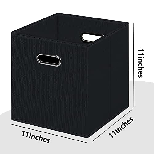 Black Foldable Storage Cubes with Dual Handles - 11x11x11