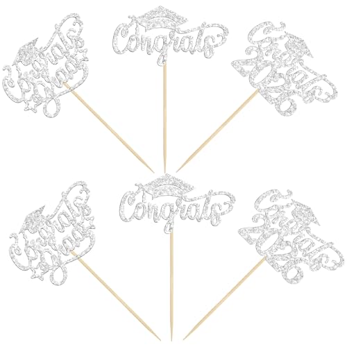 24 Pcs Graduation Cupcake Toppers - Class of 2026 Glitter Decor